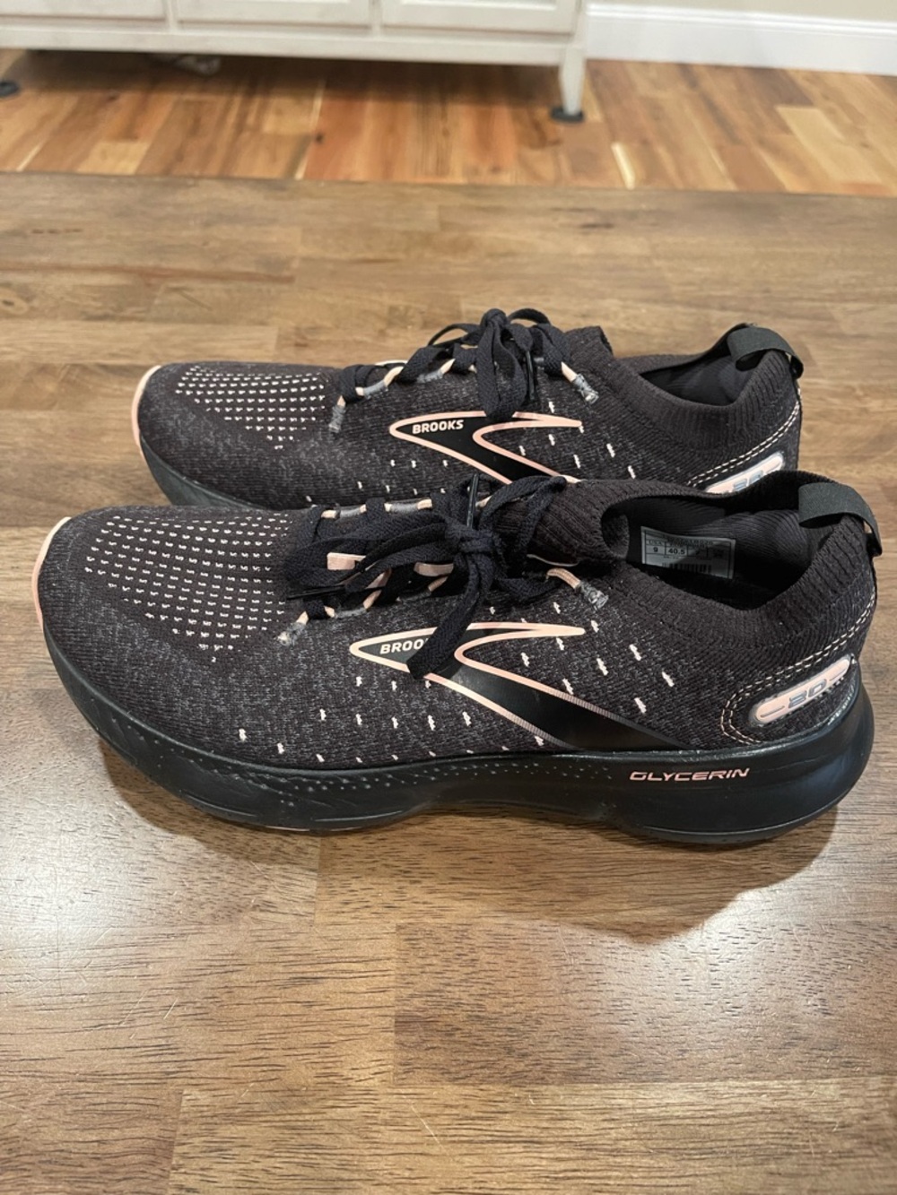 Brooks Women's Glycerin Knit Running Shoes - Black with Blush Details